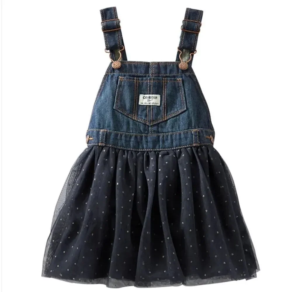 OshKosh B’Gosh Denim band tulle overall tulle dress size 3T